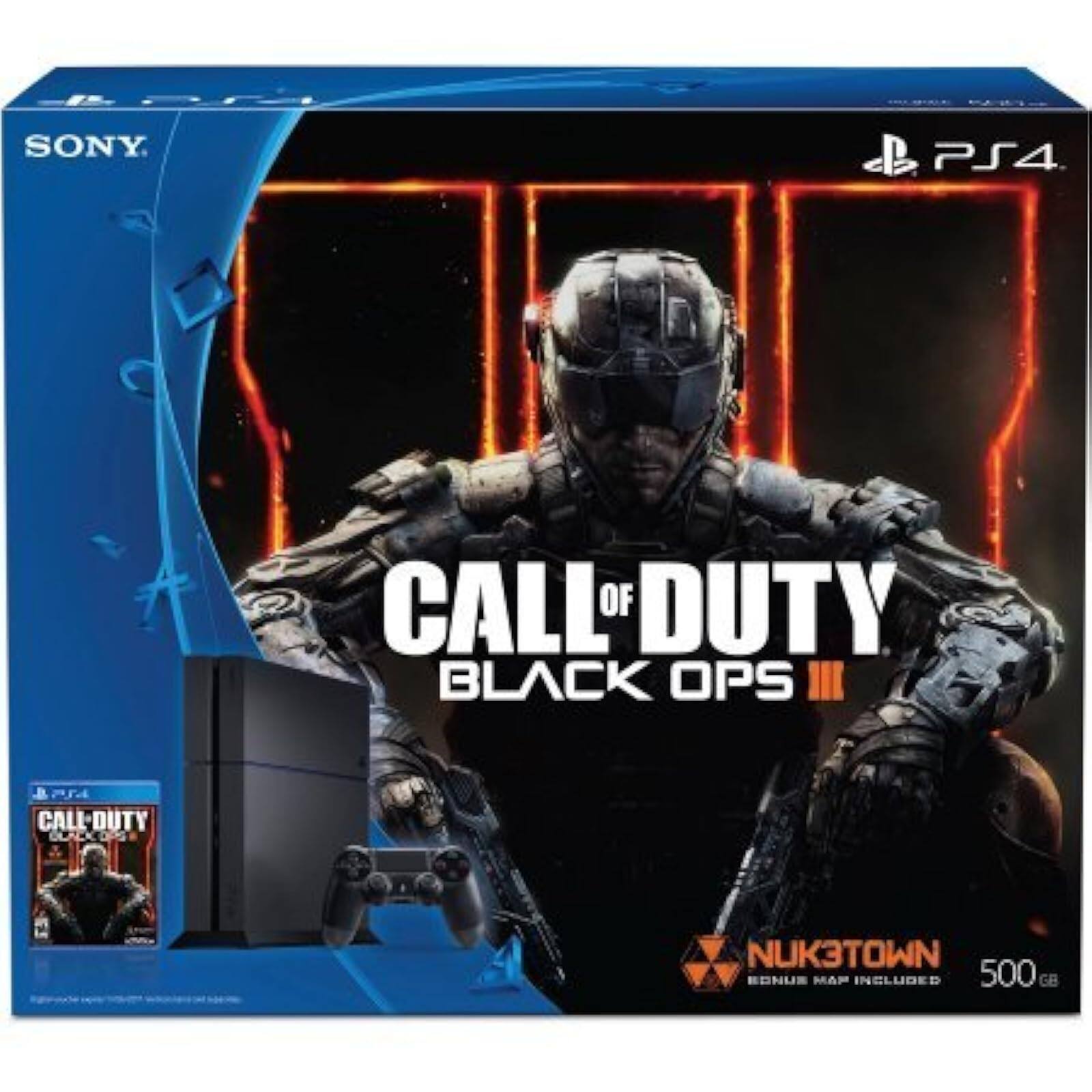 SONY PS4 CALL OF DUTY BLACK OPS III  
CALL OF DUTY BLACK OPS III  
NUK3TOWN BONUS MAP INCLUDED  
500 GB
