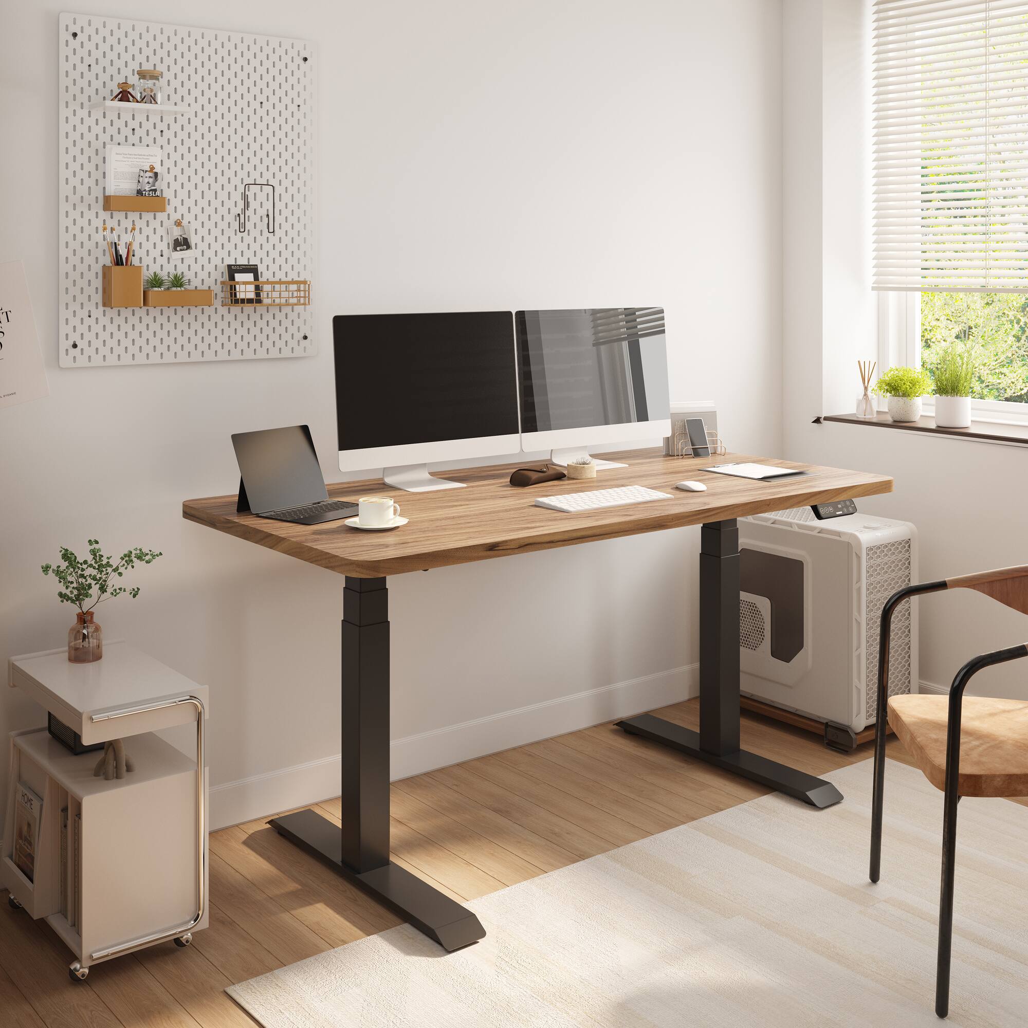 Alt View 2. FlexiSpot - FlexiSpot E7 48''W Electric Adjustable Standing Desk Chipboard, White/White - White.
