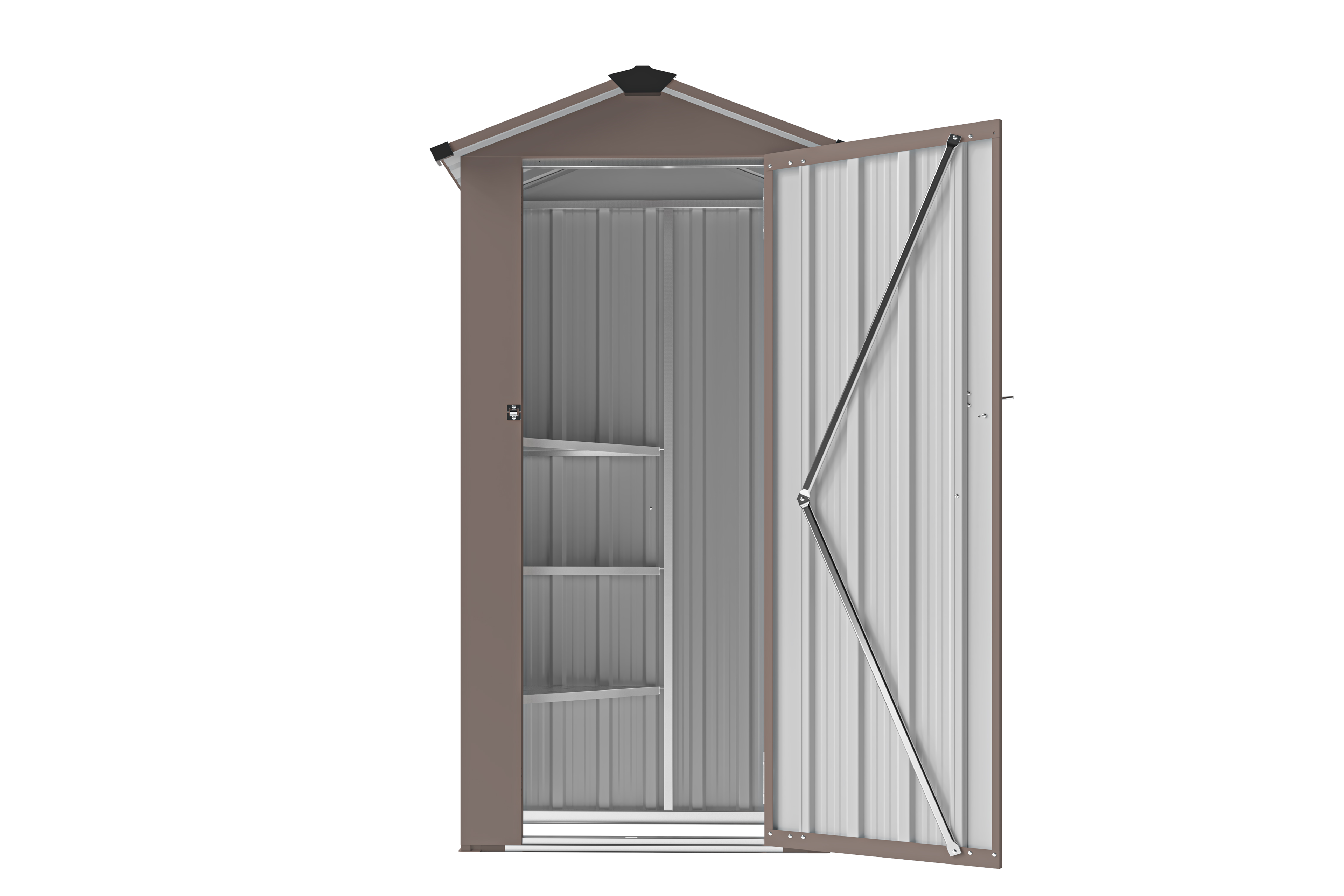 Alt View 6. Mondawe - 2.5x1.5 FT Small Metal Galvanized Iron Garden Shed with a solid lock system - Brown.