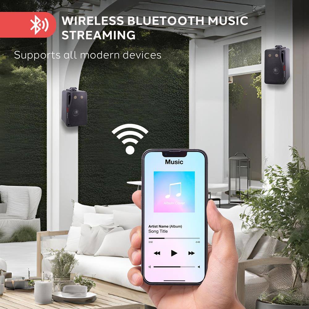 WIRELESS BLUETOOTH MUSIC STREAMING  
Supports all modern devices  

Music  
Album Cover  
Artist Name (Album)  
Song Title