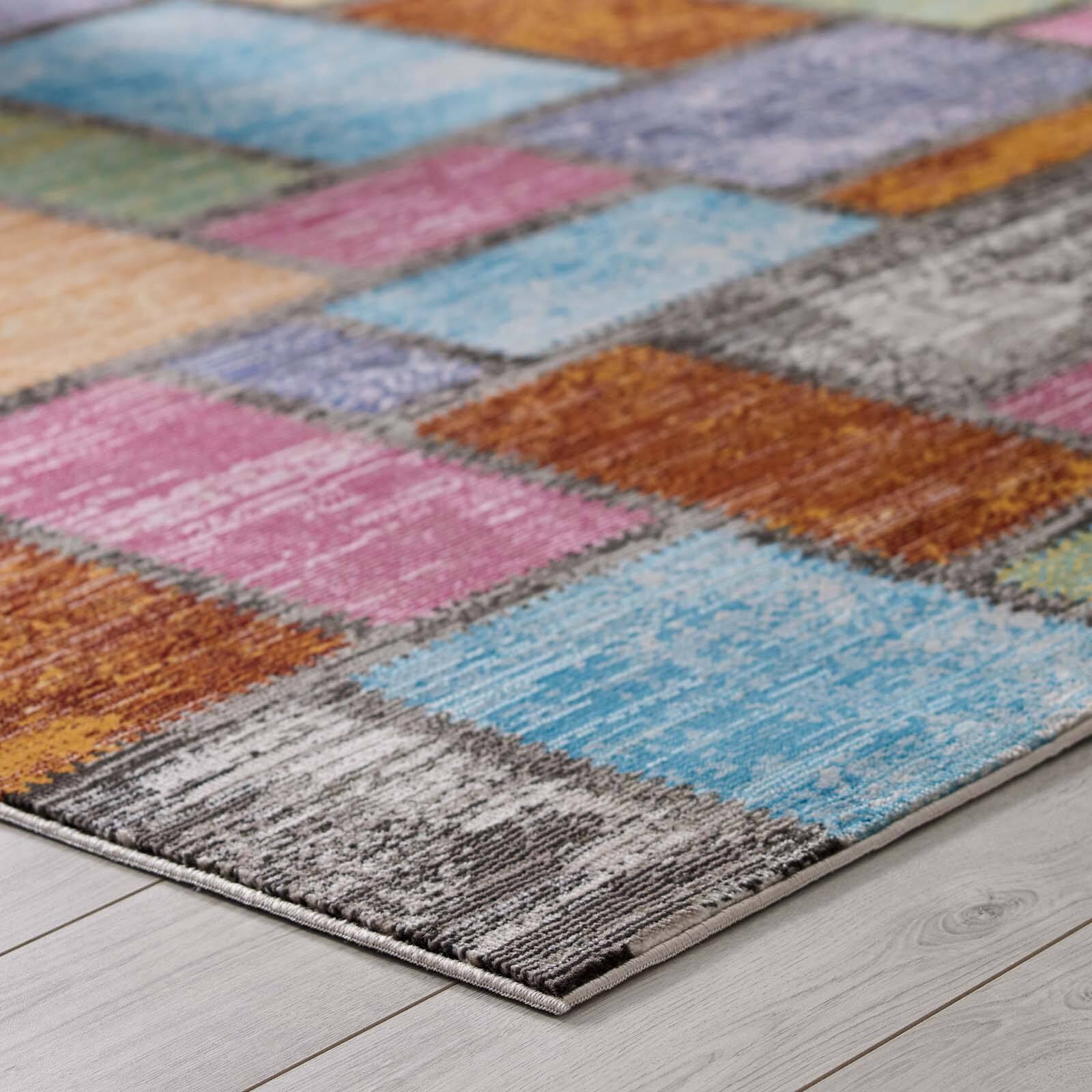 Back. Modway - Success Nyssa Abstract Geometric Mosaic Area Rug - Multicolored.