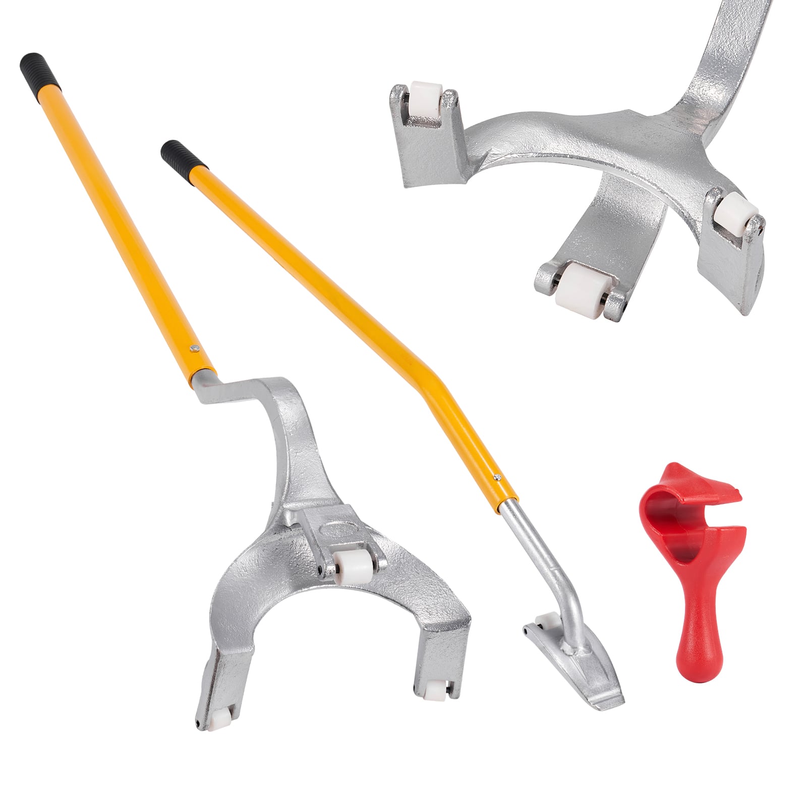 VEVOR - Tire Mount Demount Tool, 22.5-24.5 inch Manual Steel Tire Changer Mount Demount Removal Tool, with Extra Bead Holder - Yellow;Silver