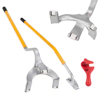 Front. VEVOR - Tire Mount Demount Tool, 22.5-24.5 inch Manual Steel Tire Changer Mount Demount Removal Tool, with Extra Bead Holder - Yellow;Silver.