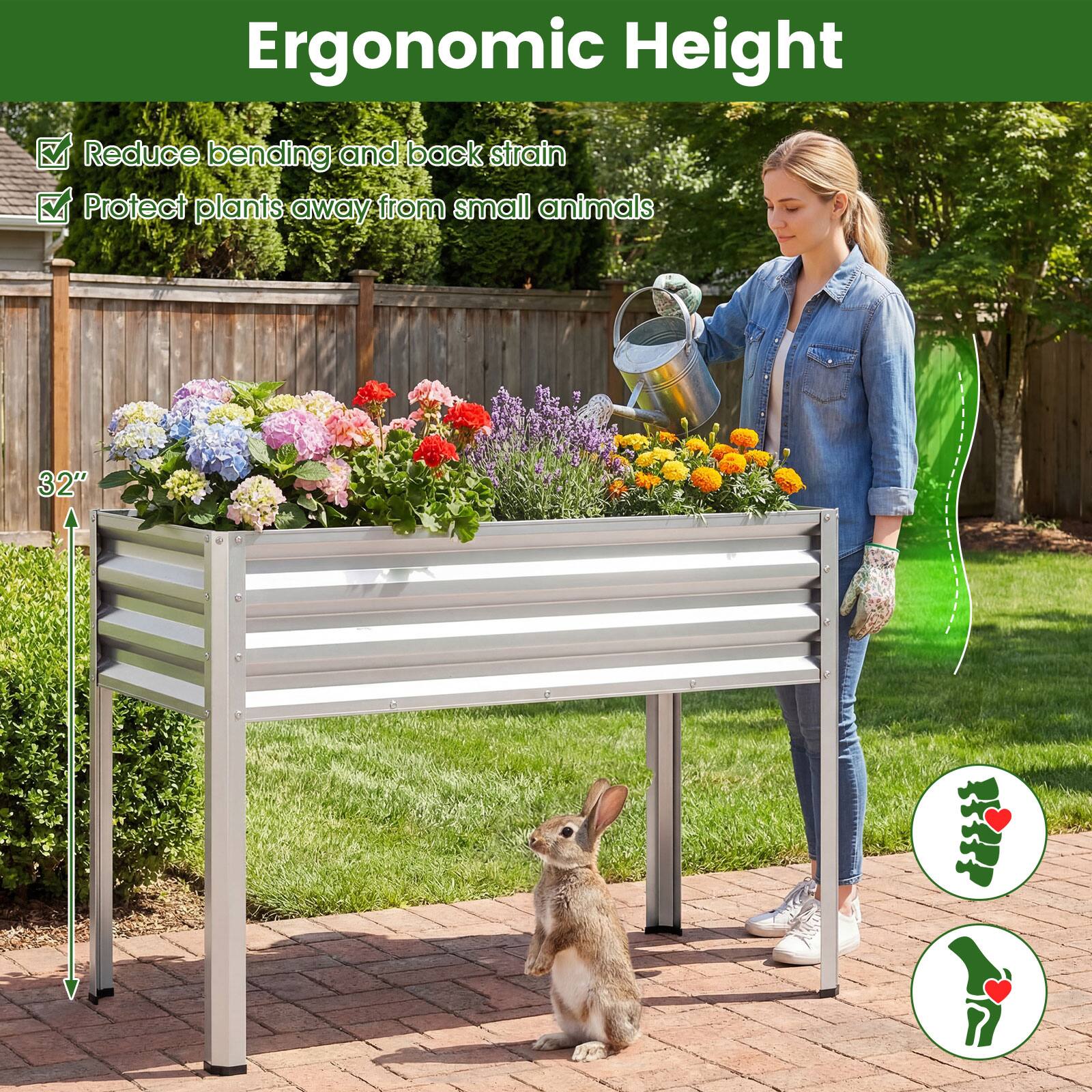 Ergonomic Height

- Reduce bending and back strain
- Protect plants away from small animals

32"