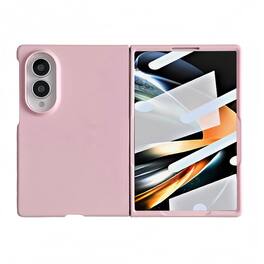 Dteck - for Samsung Galaxy Z Fold8 Rugged Slim Case with Built-in Tempered Glass Protector,Skin-Friendly Shockproof PC Cover - Pink
