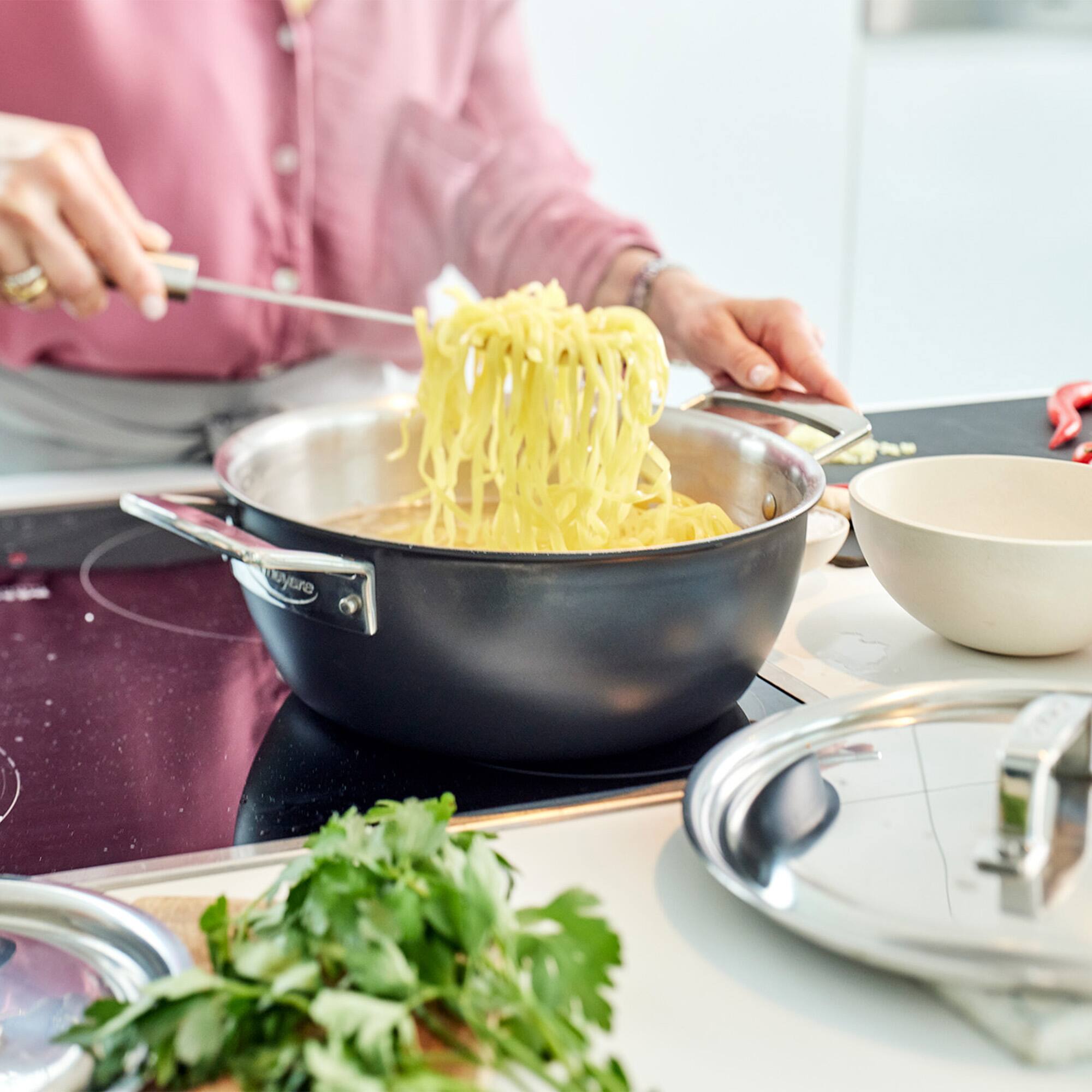 Alt View 1. Demeyere - Demeyere Black 5 Stainless Steel with Ceramic exterior coating 3.5-qt Dutch Oven with Lid - Black.