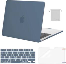 mosiso - Case for 13-inch MacBook Air M5 A3449 M4 A3240 M3 A3113 M2 A2681 with Keyboard Cover Screen Protector and Pouch - Steel Blue