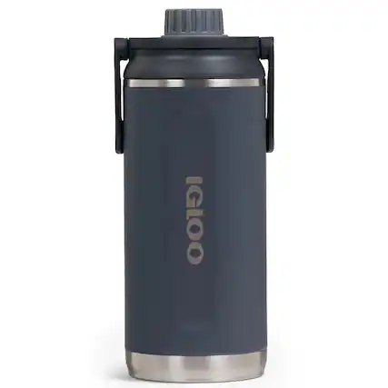 Front. Igloo - IGLOO 36 oz. Twist ‘n’ Chug Stainless Steel Bottle, Carbonite - Carbonite.