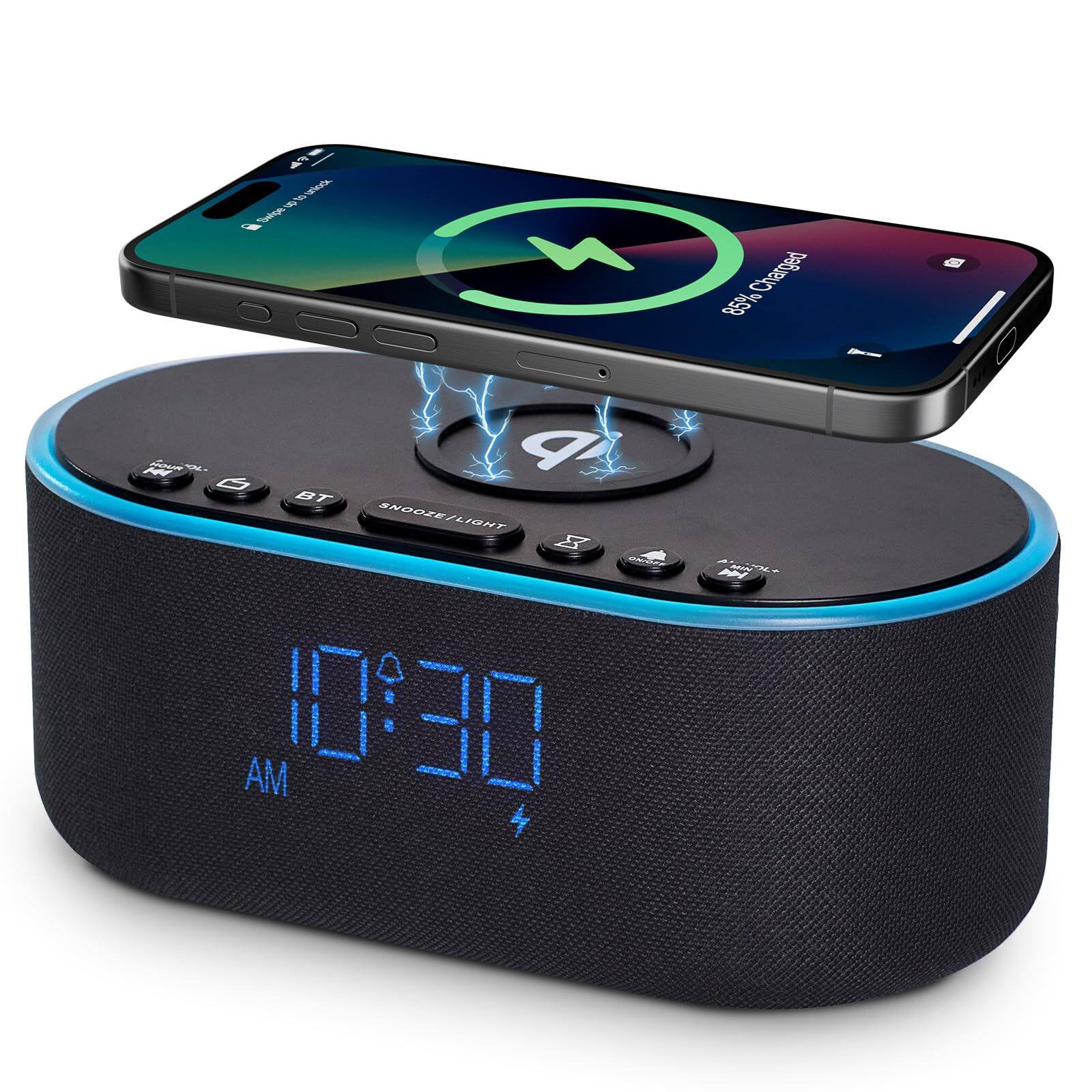 Dazzed Corner - Wireless Charging Alarm Clock Radio - Black
