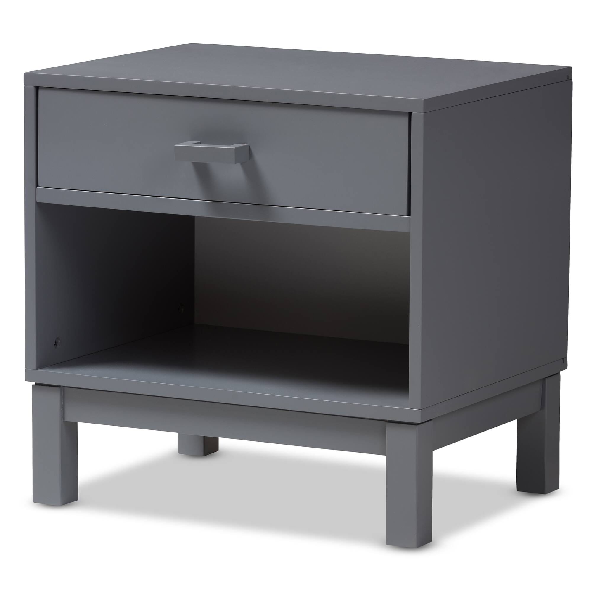 Baxton Studio - Deirdre Modern and Contemporary Wood 1-Drawer Nightstand - Gray