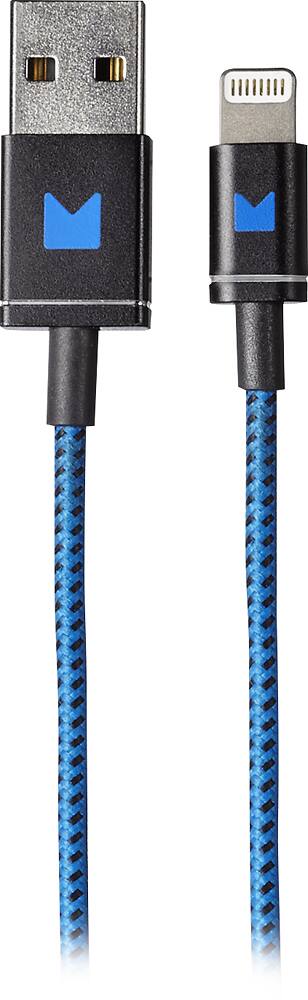 Front. Modal™ - Apple MFi Certified 4' Braided Lightning Cable - Blue.