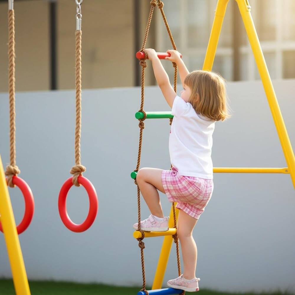 Angle. MOSZAR LLC - Climbing Rope Ladder for Indoor/Outdoor Play, Slackline Swing & Obstacle.