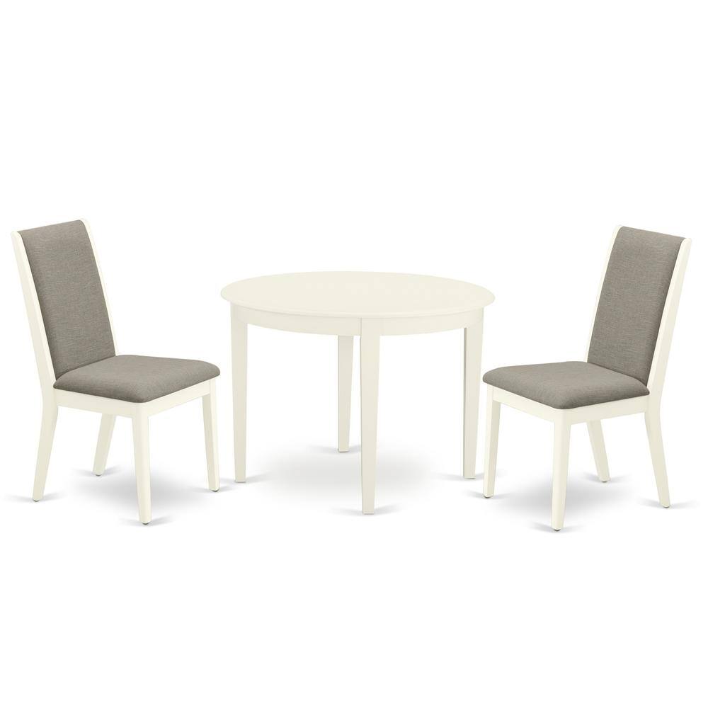 Back. East West Furniture - Dining Room Set Linen White - Brown.