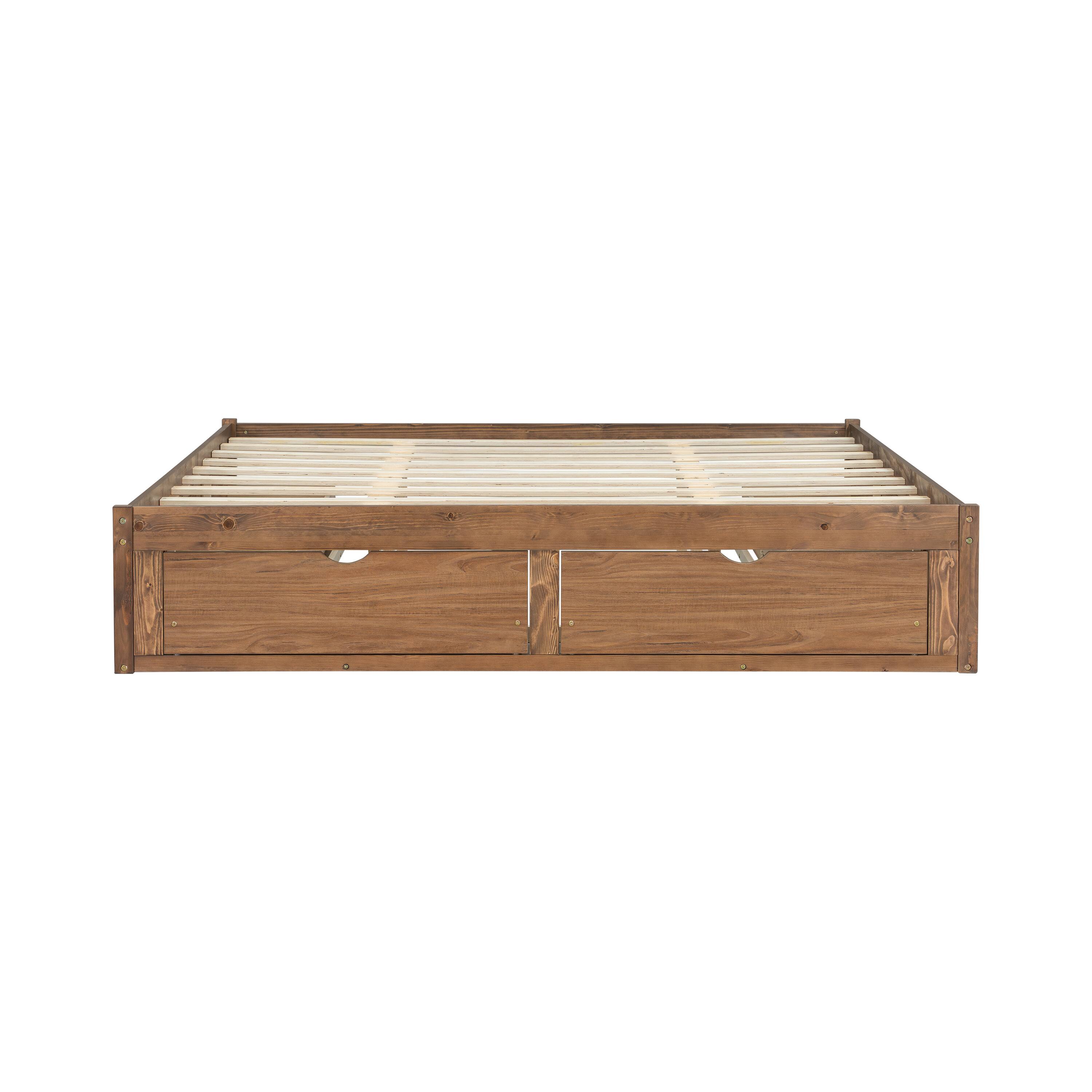 Alt View 1. Whisen - Storage Platform Bed with 6 Spacious Pull-Out Drawers for Bedroom - Light Walnut.