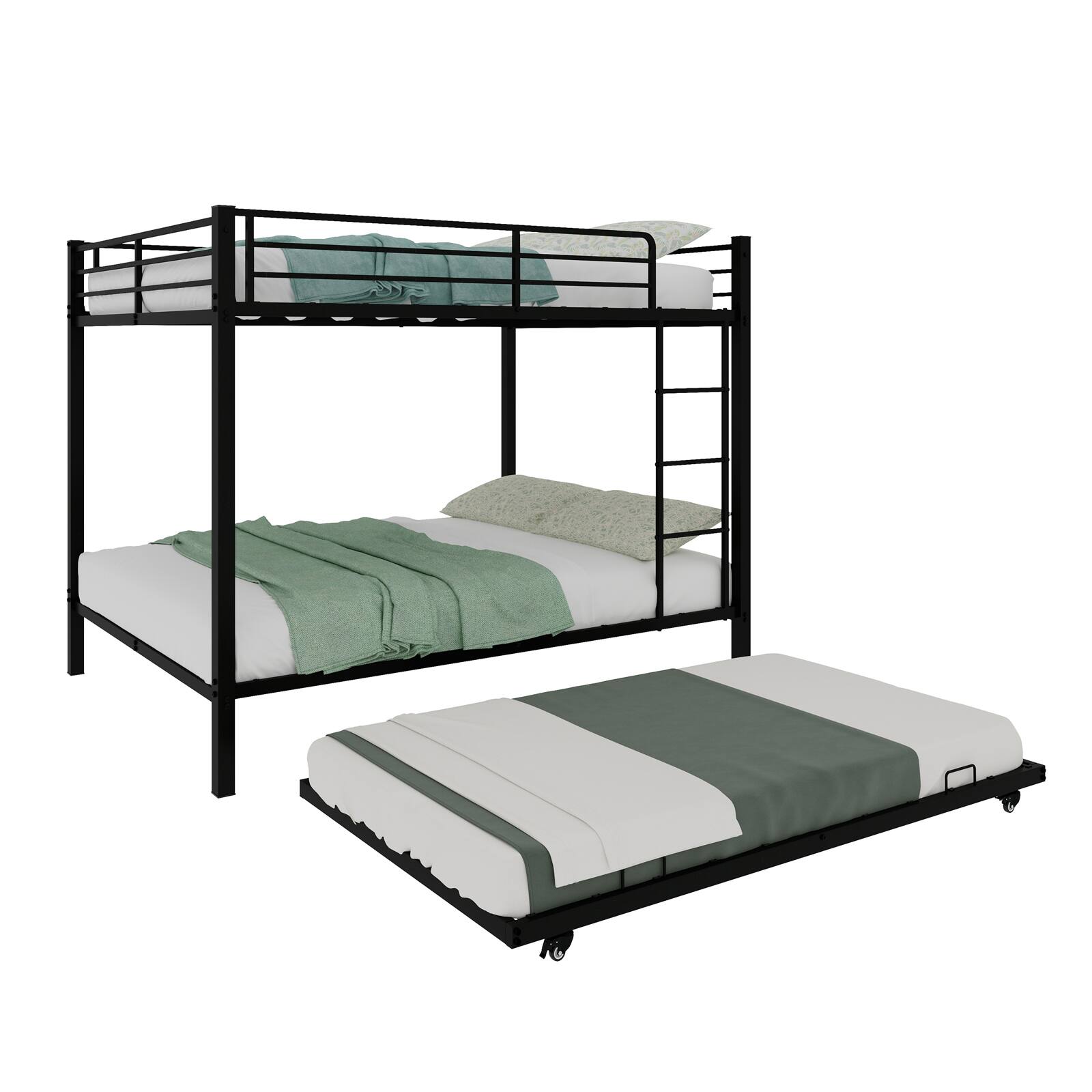 Alt View 7. Loheer - Loheer Full Size Bunk Bed Full Over Full Metal Bunk Bed Frame with Safety Rails Heavy Duty Iron Bunk Bed - Black.
