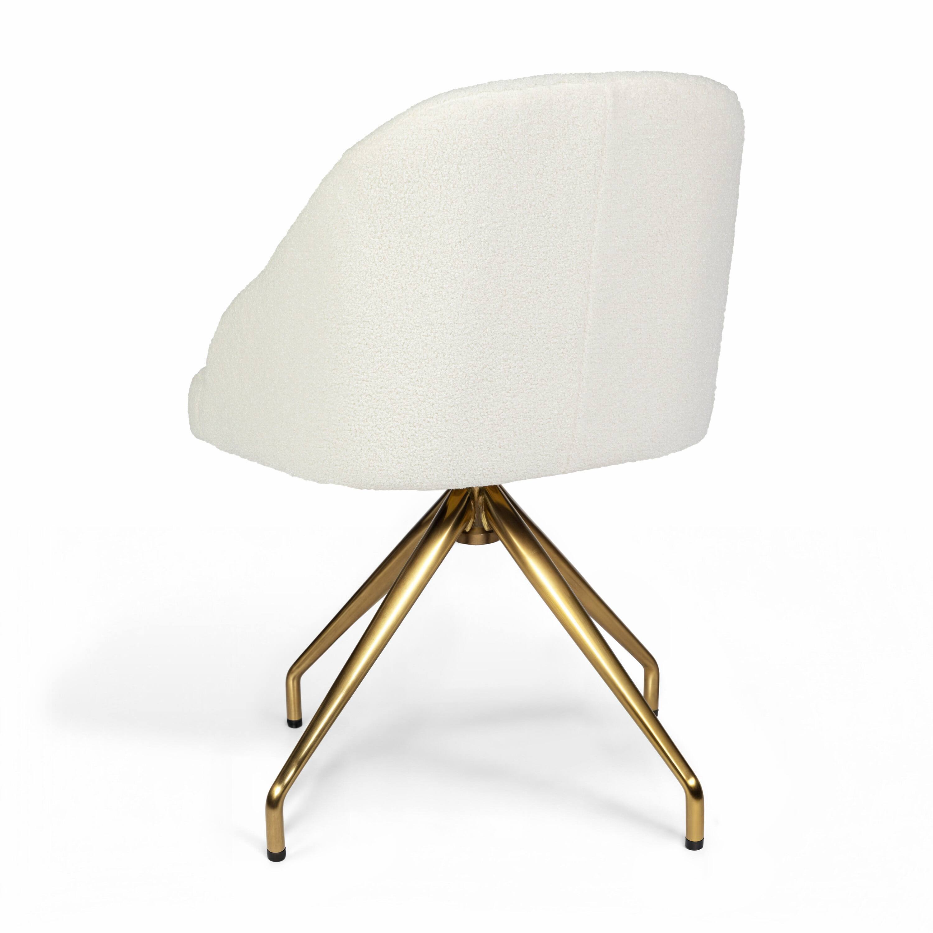Alt View 8. Martha Stewart - Sora Upholstered Stationary Swivel Home Office Chair - Off White Boucle/Polished Brass Frame.