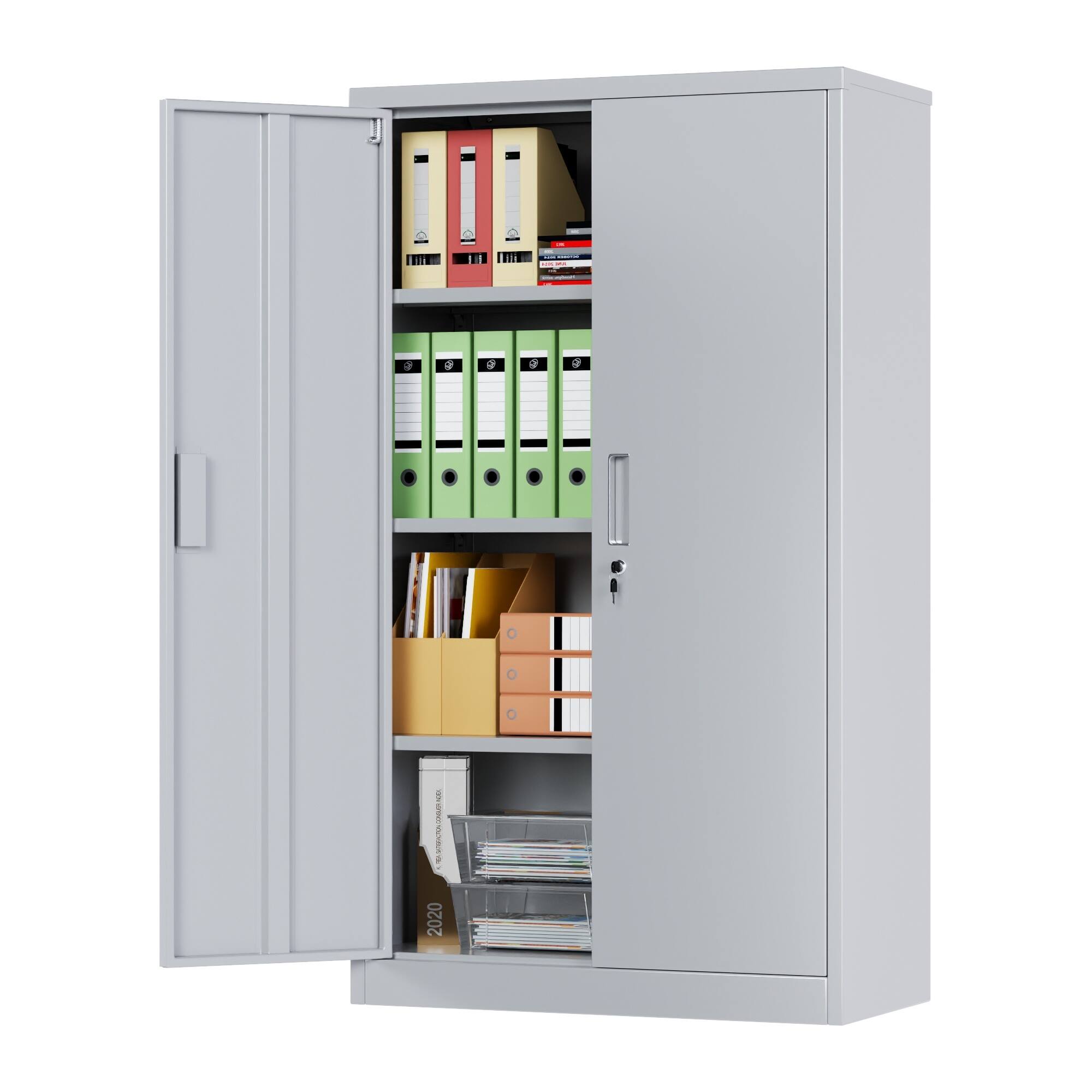 Alt View 1. Boyel Living - Steel Storage Cabinet with Locking Doors and Adjustable Shelves, 31.5 in. W x 55.1 in. H - Grey.