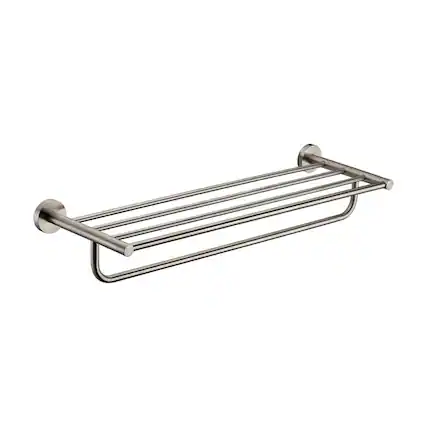 Front. Alfi - Brushed Nickel 26 inch Towel Bar & Shelf Bathroom Accessory - Silver.