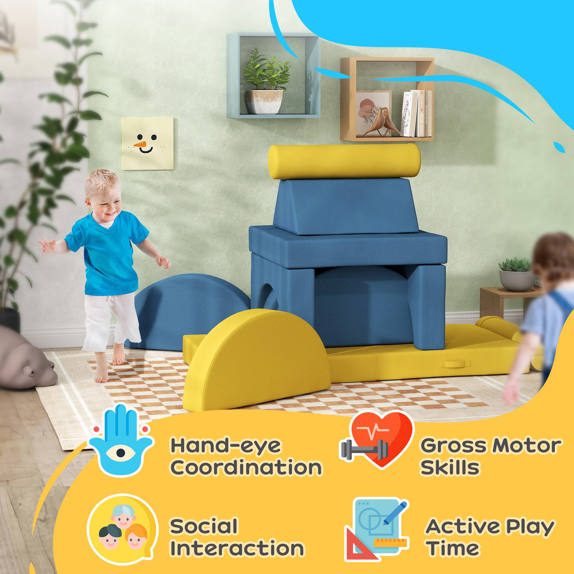 Hand-eye Coordination  
Gross Motor Skills  
Social Interaction  
Active Play Time