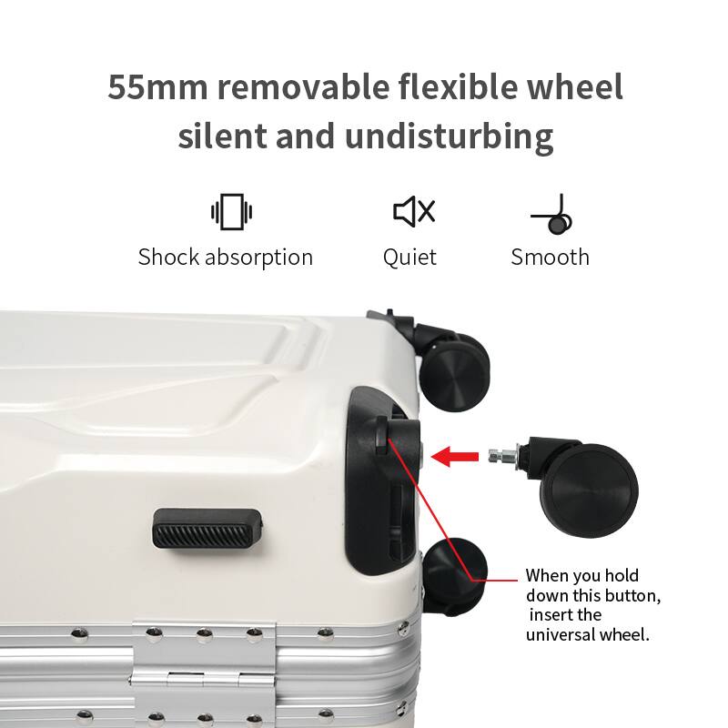 55mm removable flexible wheel silent and undisturbing  
Shock absorption  
Quiet  
Smooth  
When you hold down this button, insert the universal wheel.