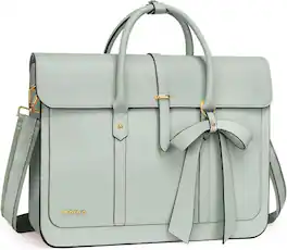 mosiso - Laptop Bag for Women 13-14 inch PU Leather Laptop Shoulder Bags Convertible Backpack Casual Handbag Work Computer Bag - Sage Green