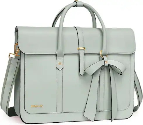 Front. mosiso - Laptop Bag for Women 17-17.3 inch PU Leather Laptop Shoulder Bags Convertible Backpack Casual Handbag Work Computer Bag - Sage Green.