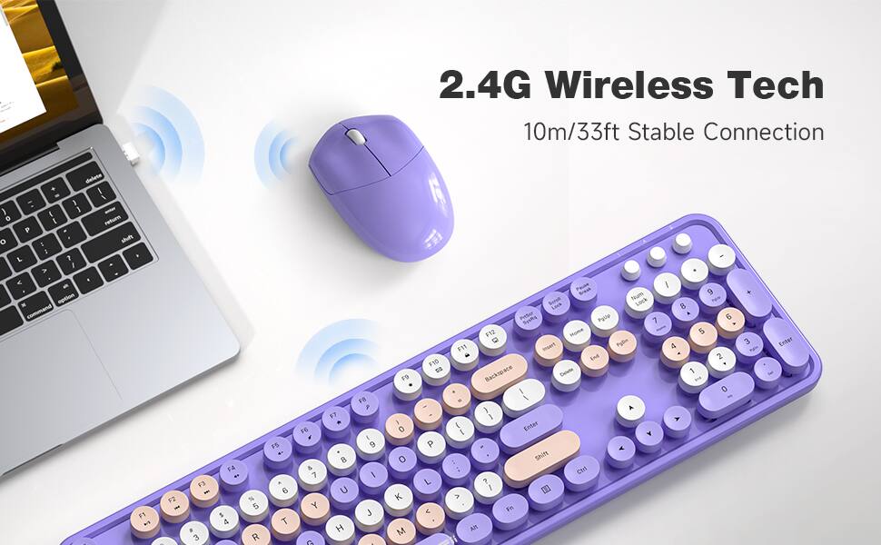 MOFii Wireless Keyboard & Mouse Combo, 2.4GHz Retro Full Size with