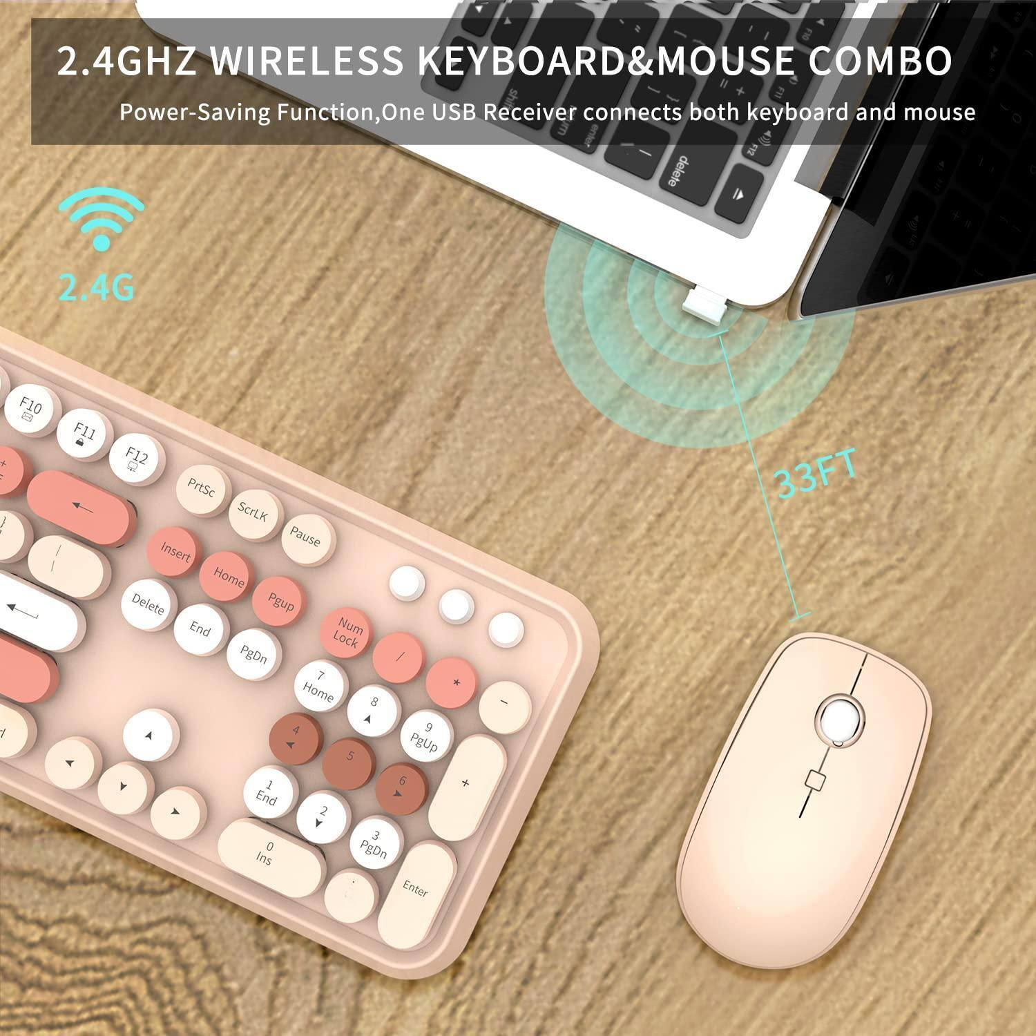 2.4GHz Wireless Keyboard & Mouse Combo  
Power-Saving Function, One USB Receiver connects both keyboard and mouse  
2.4G  
33FT