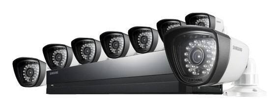  Samsung - 16-Channel, 8-Camera Indoor/Outdoor DVR Security System - Black