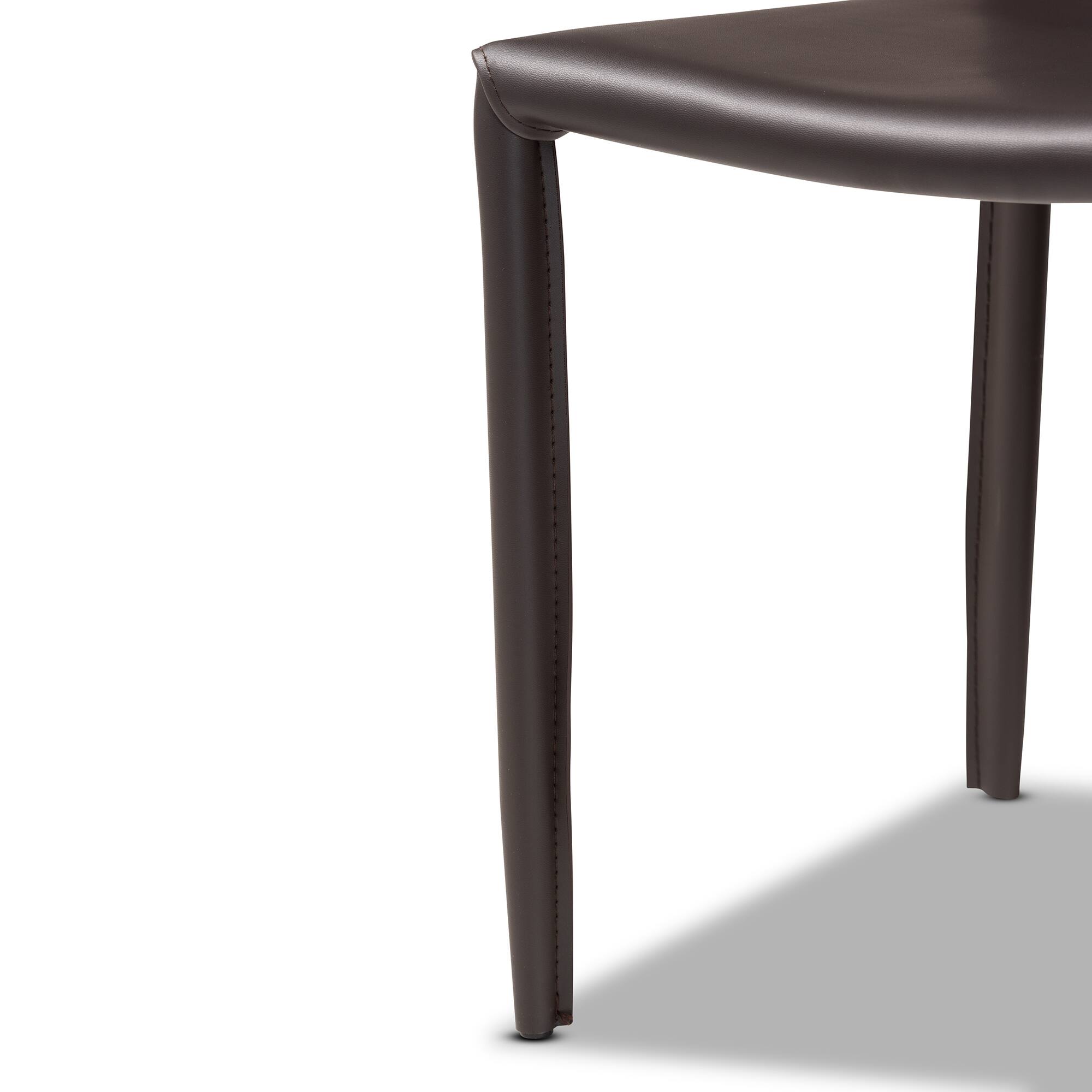 Back. Baxton Studio - Heidi Modern and Contemporary Faux Leather Upholstered 4-Piece Dining Chair Set - Dark Brown.