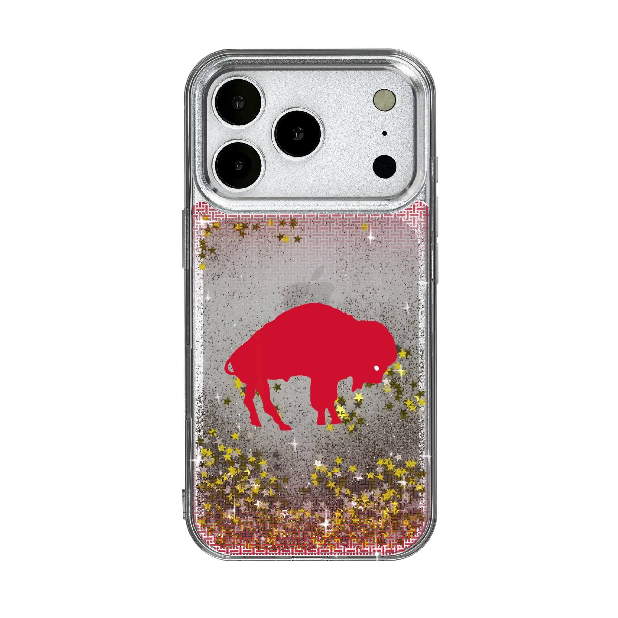 Front. Keyscaper - Buffalo Bills Linen Logo iPhone Glitter Case - 15 Pro Max - Multicolor.
