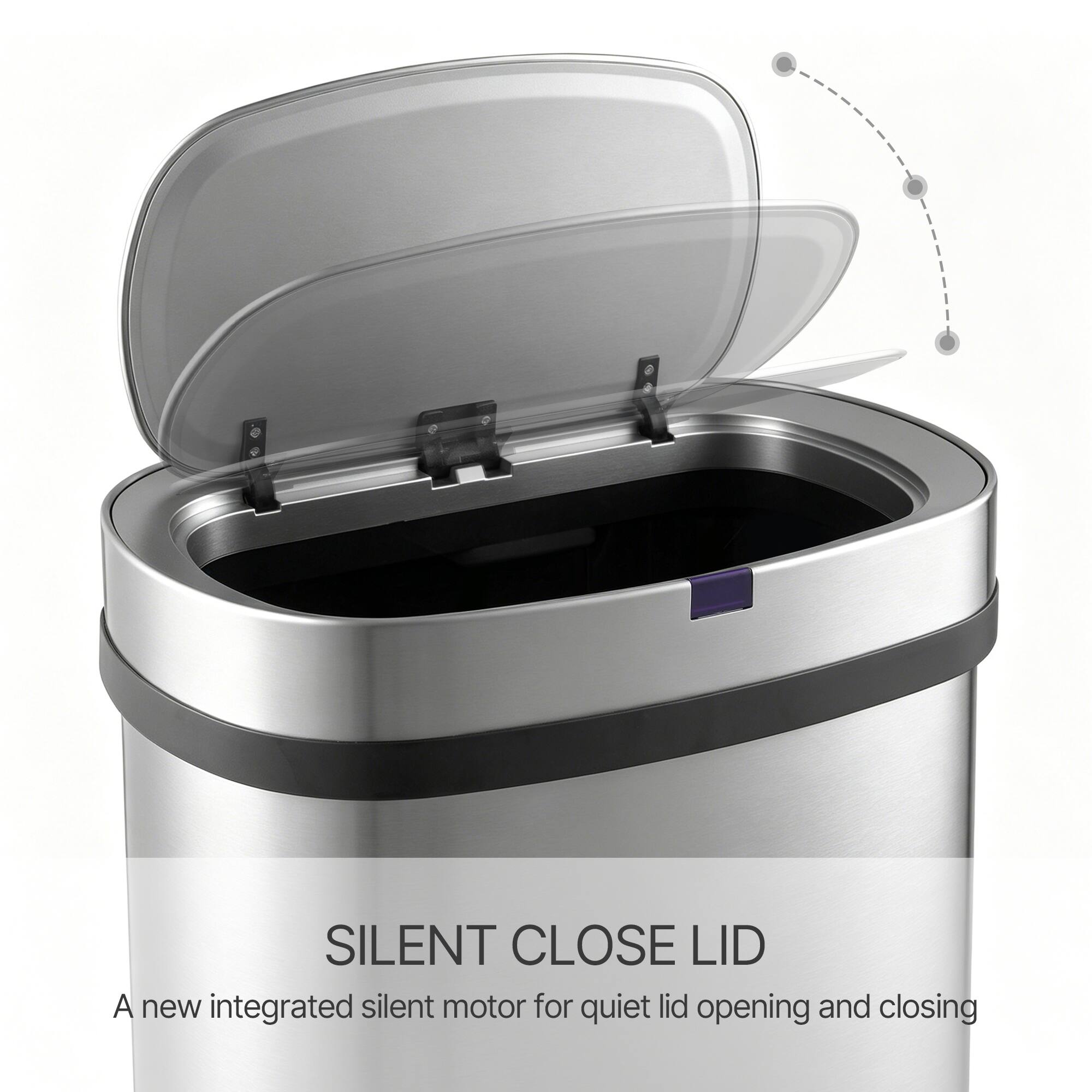 SILENT CLOSE LID  
A new integrated silent motor for quiet lid opening and closing