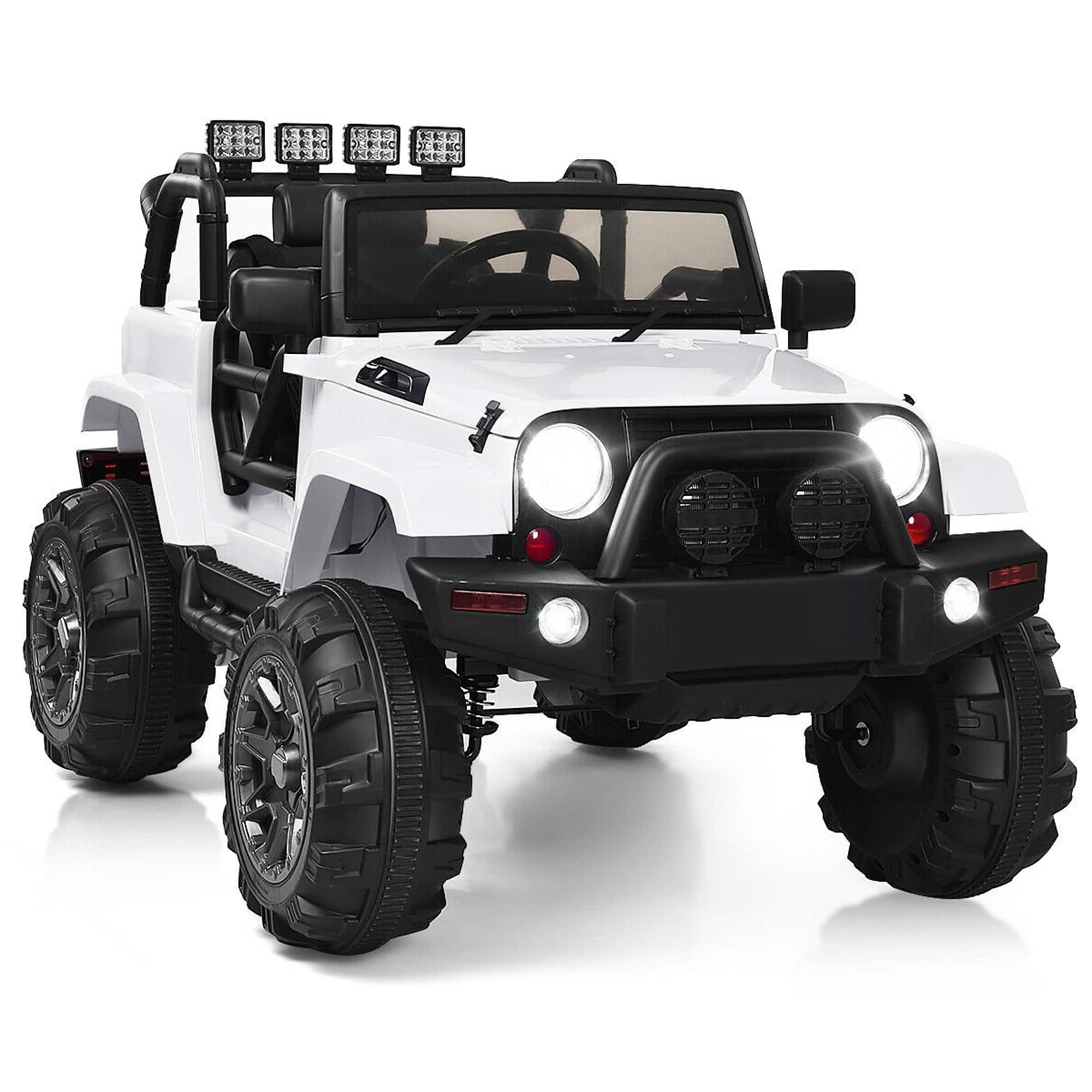 Gymax - Electric 12V Kids Ride-on Car Truck Parent Control with 2.4 GHZ Remote Control - White