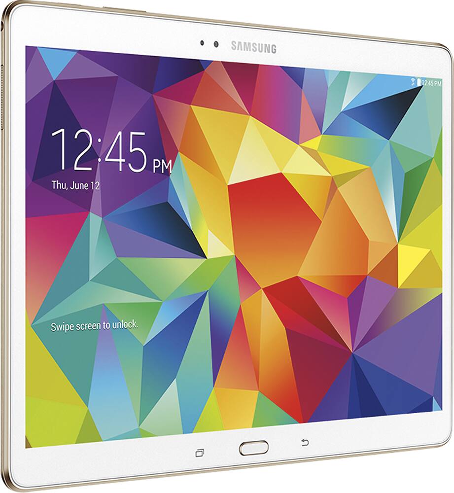 Angle. Samsung - Geek Squad Certified Refurbished Galaxy Tab S 10.5 - 16GB - Dazzling White.