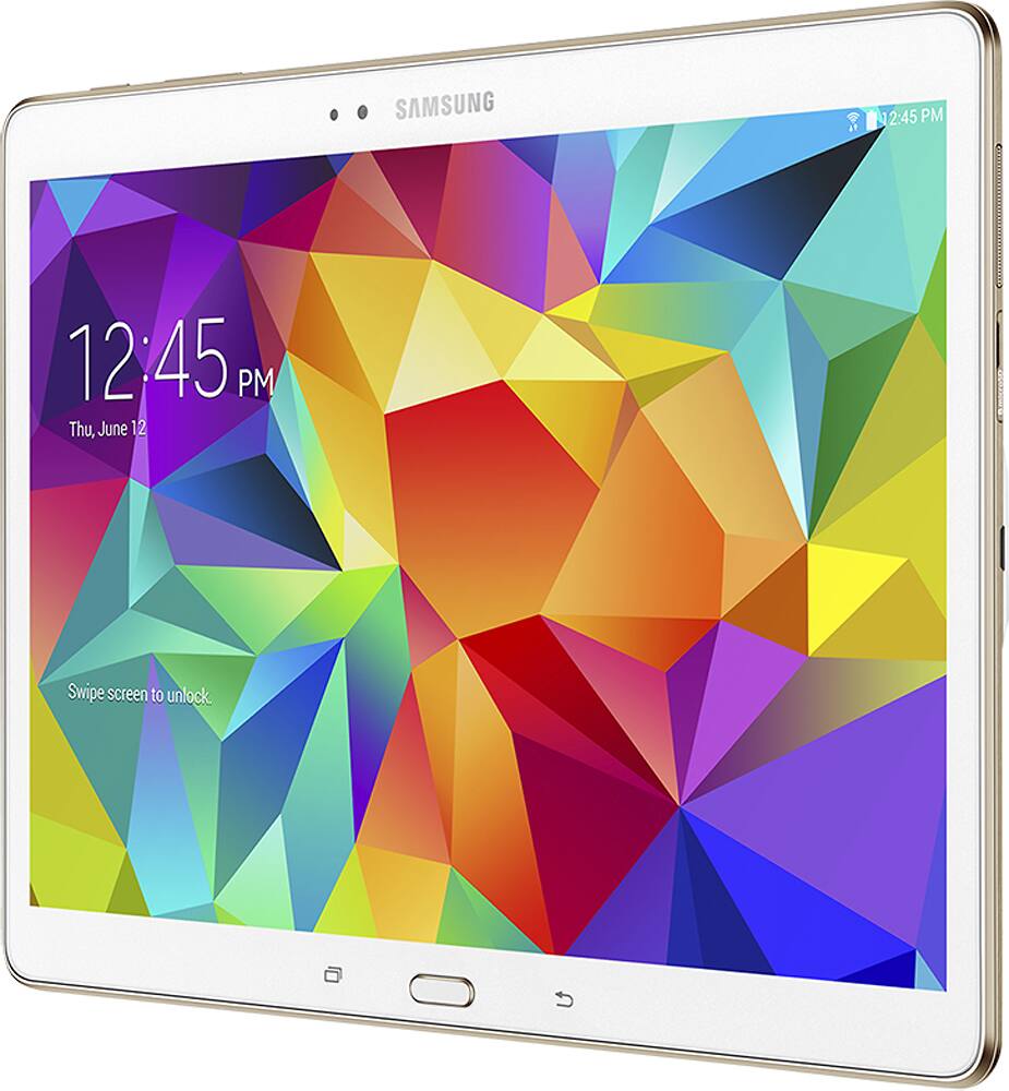 Left. Samsung - Geek Squad Certified Refurbished Galaxy Tab S 10.5 - 16GB - Dazzling White.