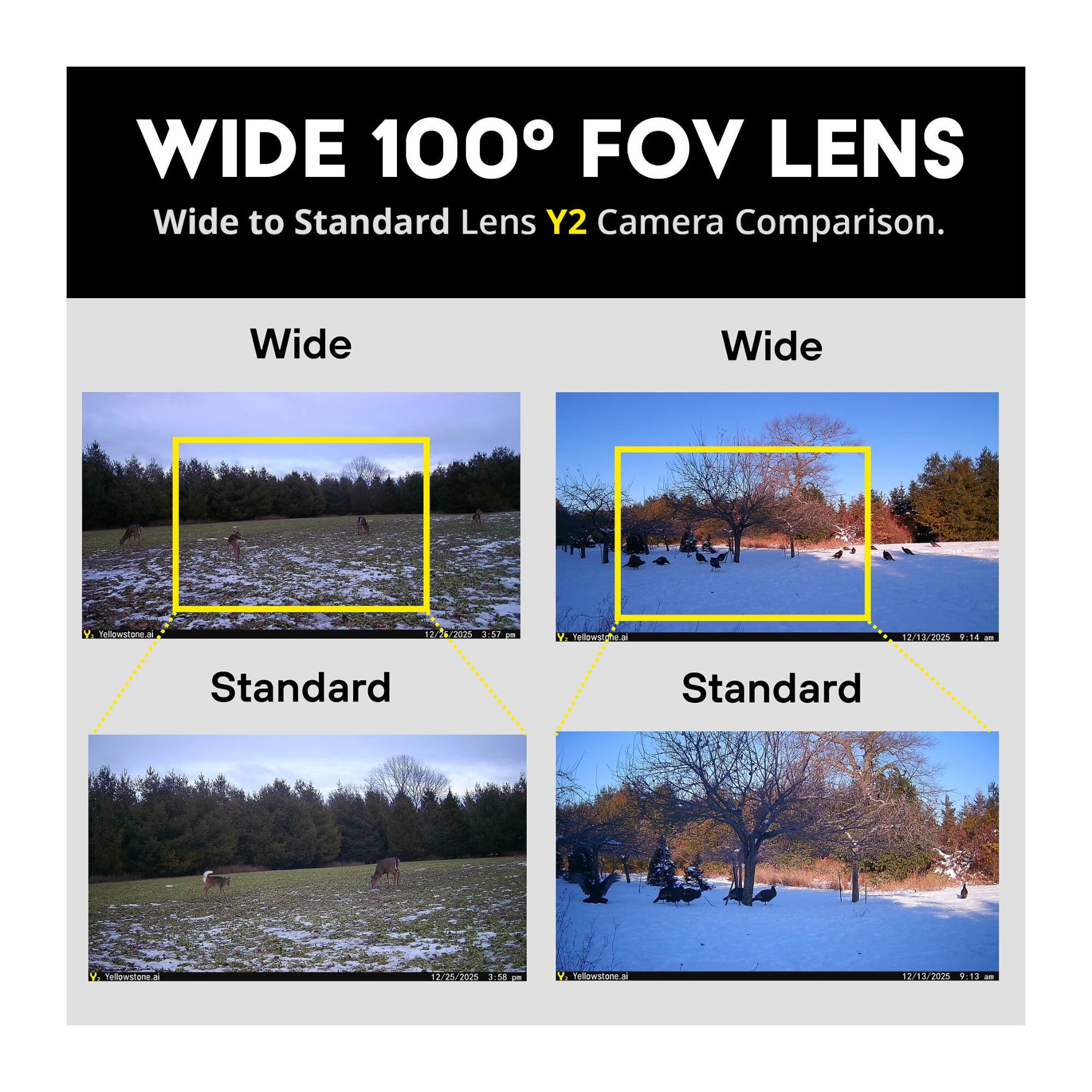 WIDE 100° FOV LENS  
Wide to Standard Lens Y2 Camera Comparison.

Wide  
Standard

Wide  
Standard
