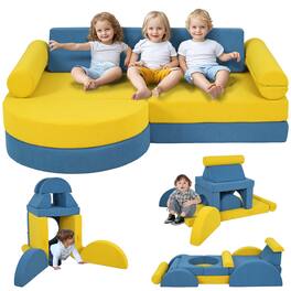 Siljoy - 14-Piece Kids Modular Play Couch, Convertible Sectional, Safe 28D Foam, Washable Covers, for Toddlers 18mo+ - Yellow
