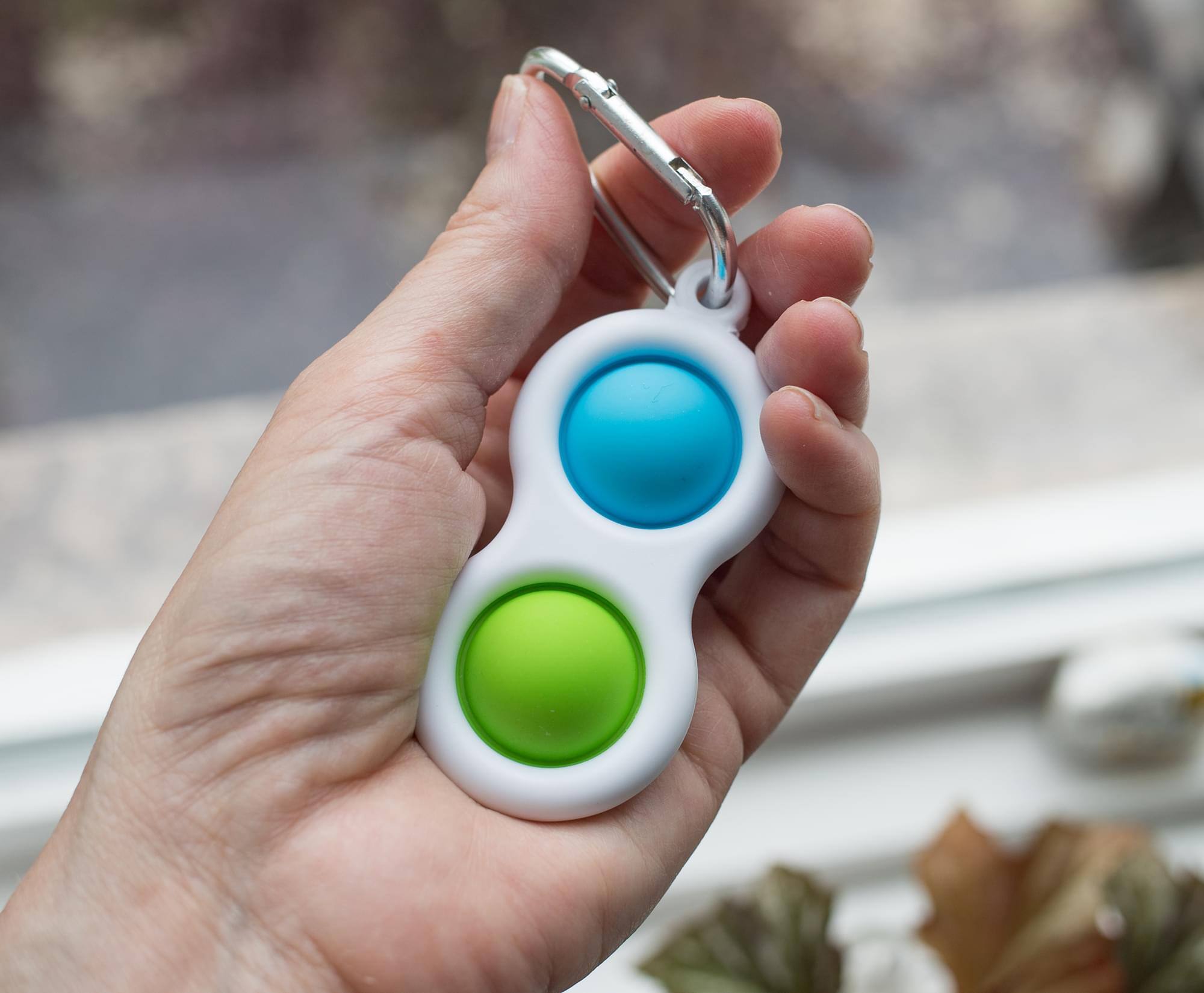 Alt View 1. Toynk - Push Pop Toy 2-Button Keychain | Blue/Green - Green.
