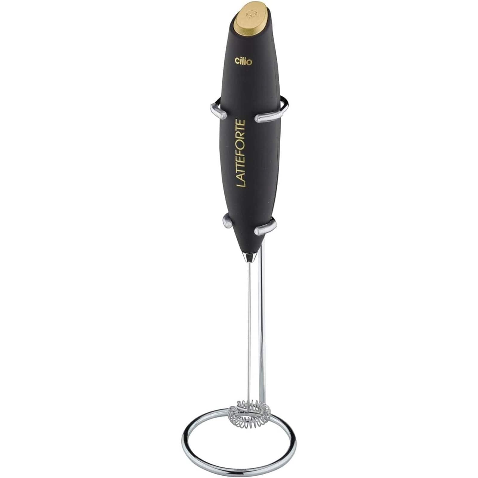Cilio - Latteforte Battery Powered Milk Frother with Stainless Steel Stand, Matte - Black