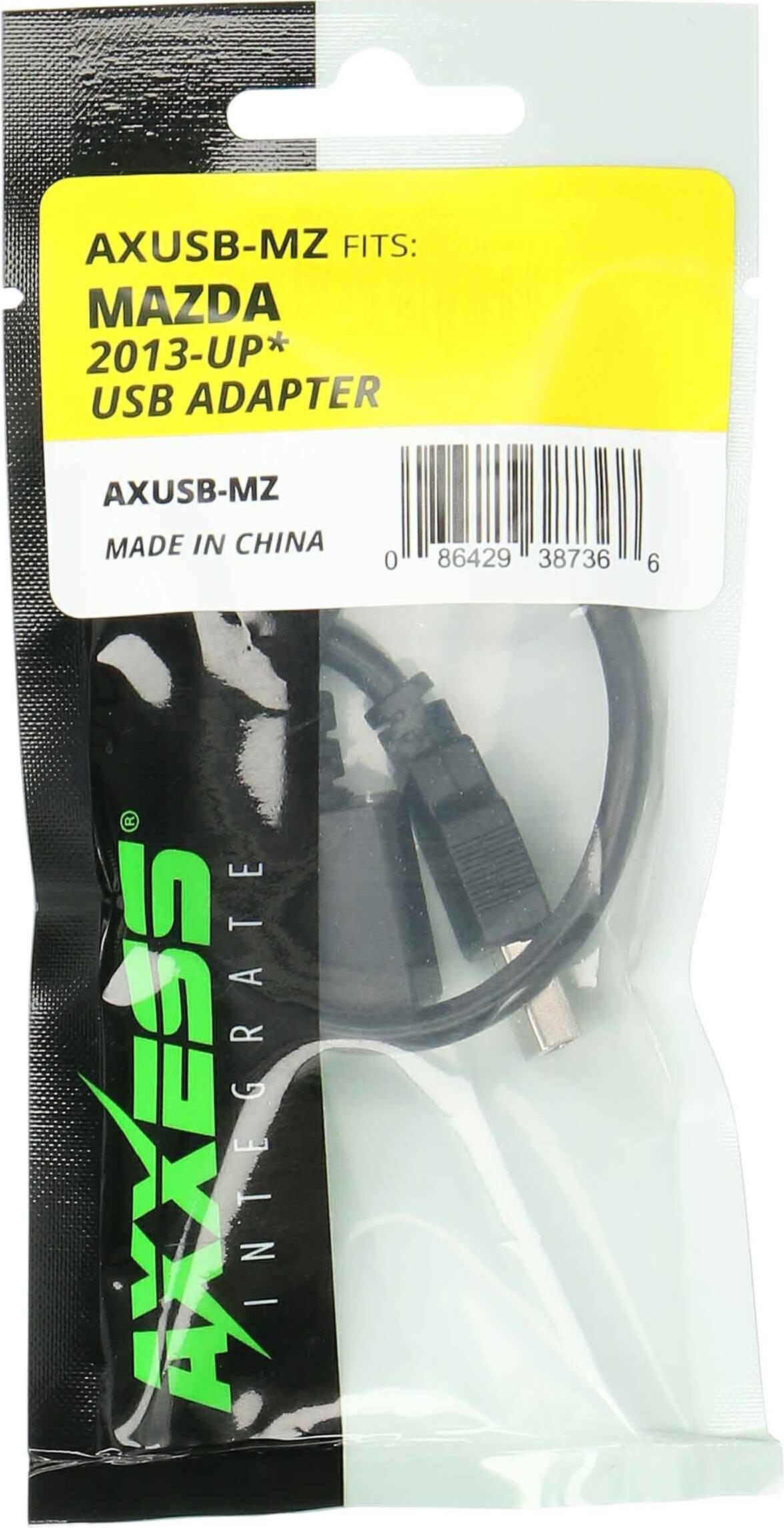 AXUSB-MZ FITS: MAZDA 2013-UP* USB ADAPTER  
AXUSB-MZ  
MADE IN CHINA  
AXXESS INTEGRATE  
0 86429 38736 6