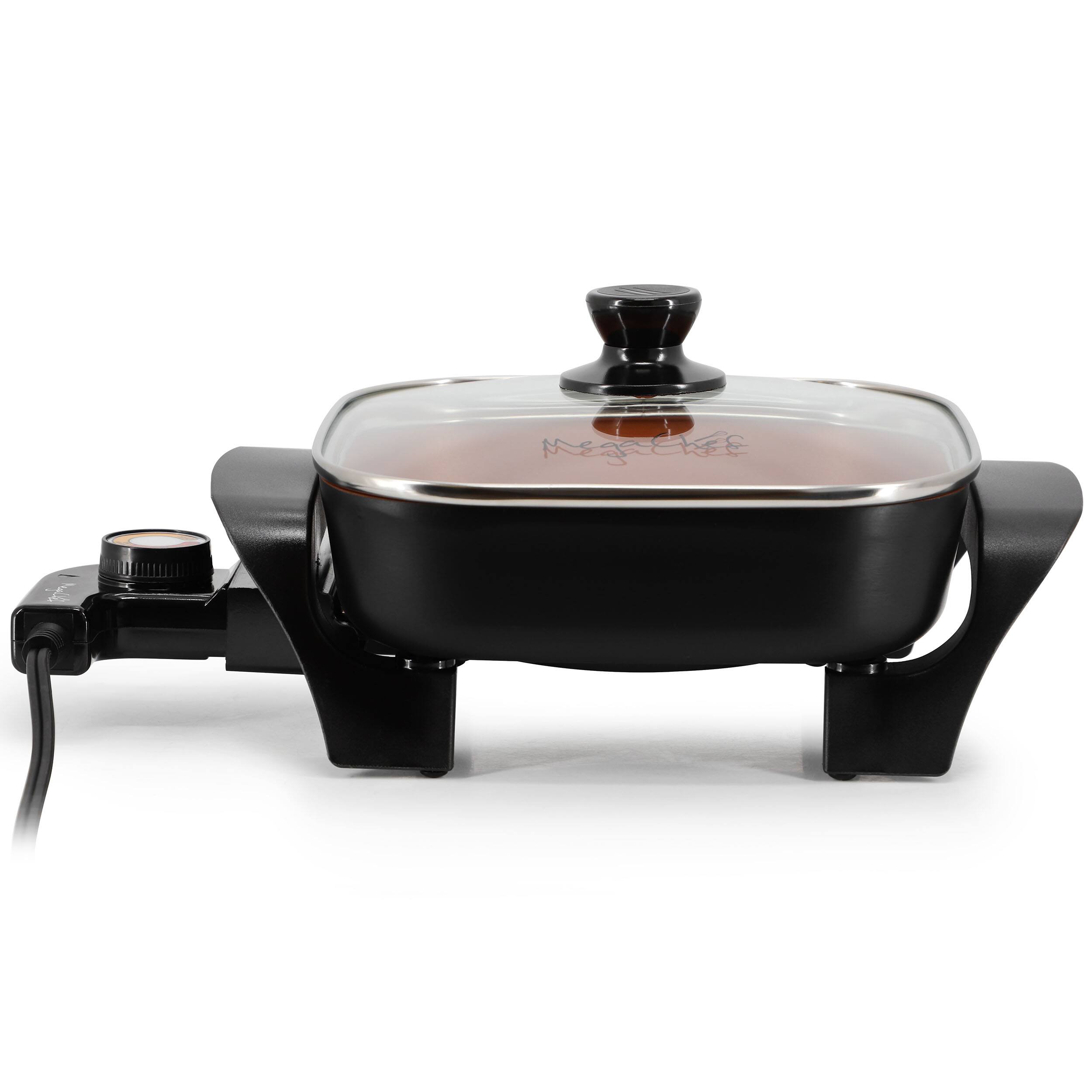 Alt View 1. MegaChef - MegaChef 8 Inch Electric Skillet with Lid in Black with Copper Coating - Copper.