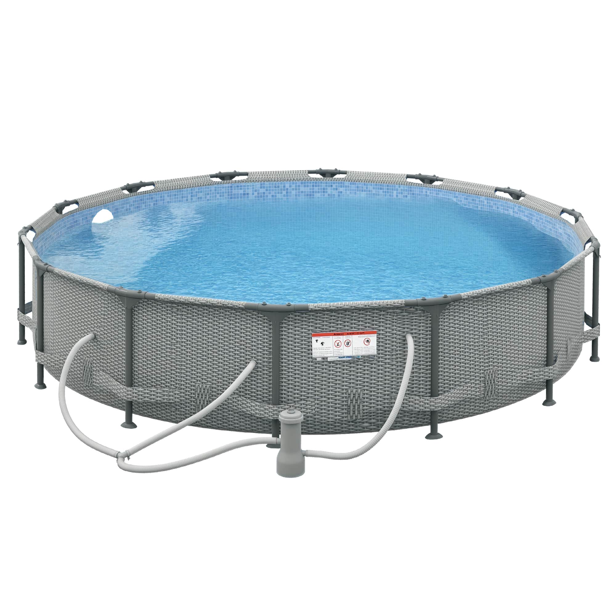 14' x 33" Round Above Ground Swimming Pool, Steel Frame Pool with Cartridge Filter Pump and Repair Patch