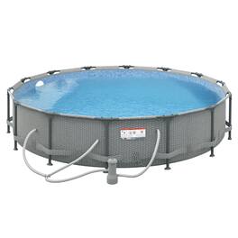 14' x 33" Round Above Ground Swimming Pool, Steel Frame Pool with Cartridge Filter Pump and Repair Patch