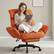 Front. Dowinx - Cross Legged Office Chair with Pivoting Armrests,Criss Cross Chair with Footrest and Reclining Backrest - Orange.