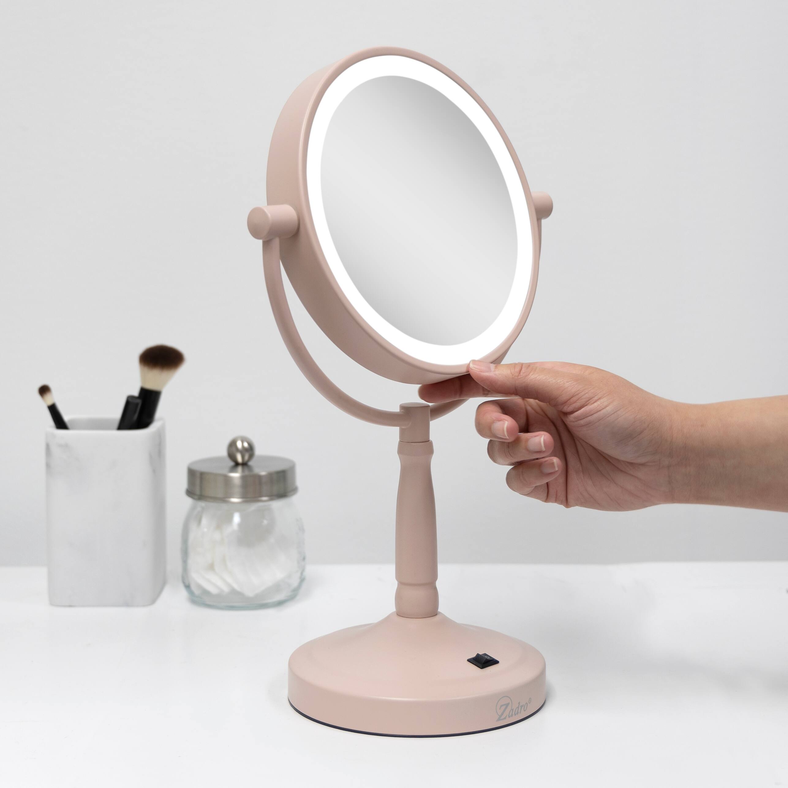 Alt View 1. Zadro - Cordless LED Lighted Makeup Mirror with 10X/1X Magnifications for Flawless Beauty - Blush Pink.