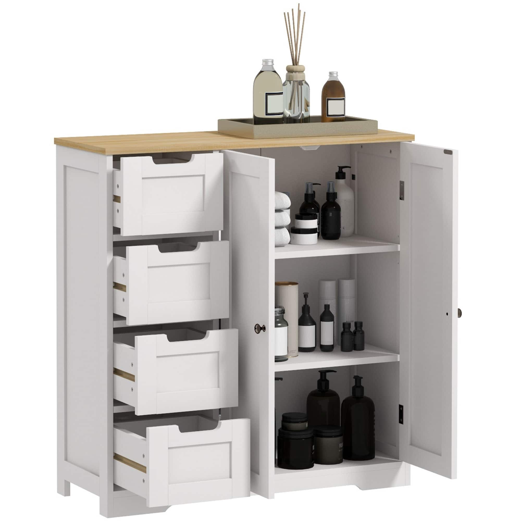 Homcom - Bathroom Floor Cabinet, Modern Bathroom Cabinet with Adjustable Shelf - White
