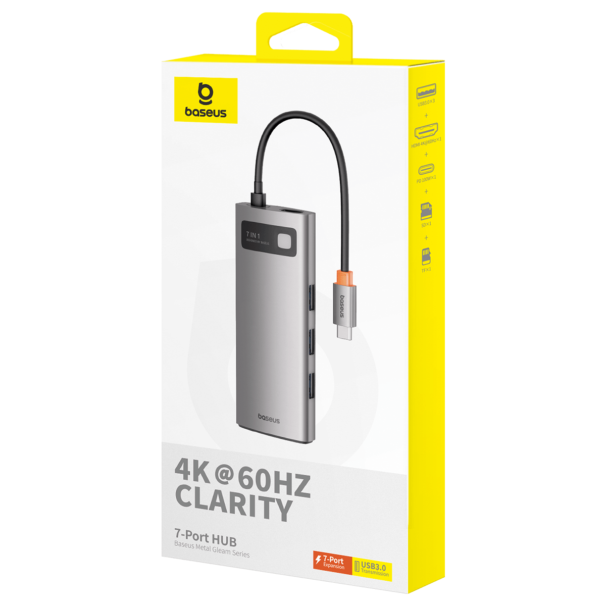 Baseus 108123 L - POOGDOS - + 30082 1 - + TIN1 1 - -.. 1 1 + an .O DOseUs boseus n 4K @ 60HZ CLARITY 7-Port HUB Baseus Metal Gleam Series T-Port Expansion USB3.0 Commission

4K @ 60HZ CLARITY  
7-Port HUB  
Baseus Metal Gleam Series  
7-Port USB3.0