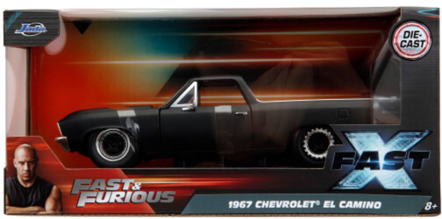 The corrected text is: "Die-Cast Fast & Furious 1967 Chevrolet El Camino 8+."