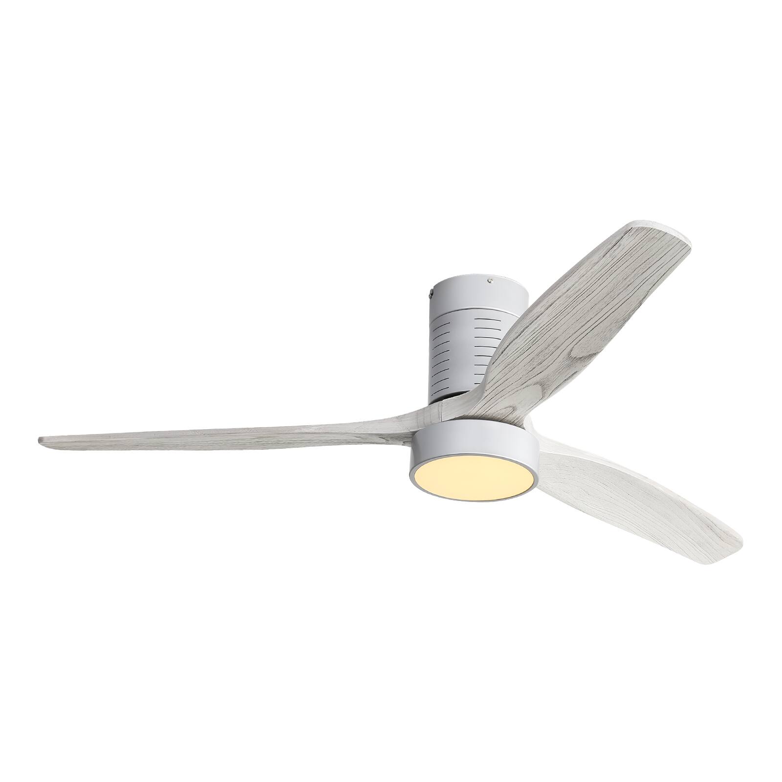 Alt View 4. Sofucor - 52'' Low Profile Ceiling Fan with Lights and Remote Dimmable LED Reversible DC Modern Wood Flush Mount Ceiling Fan - Silver.