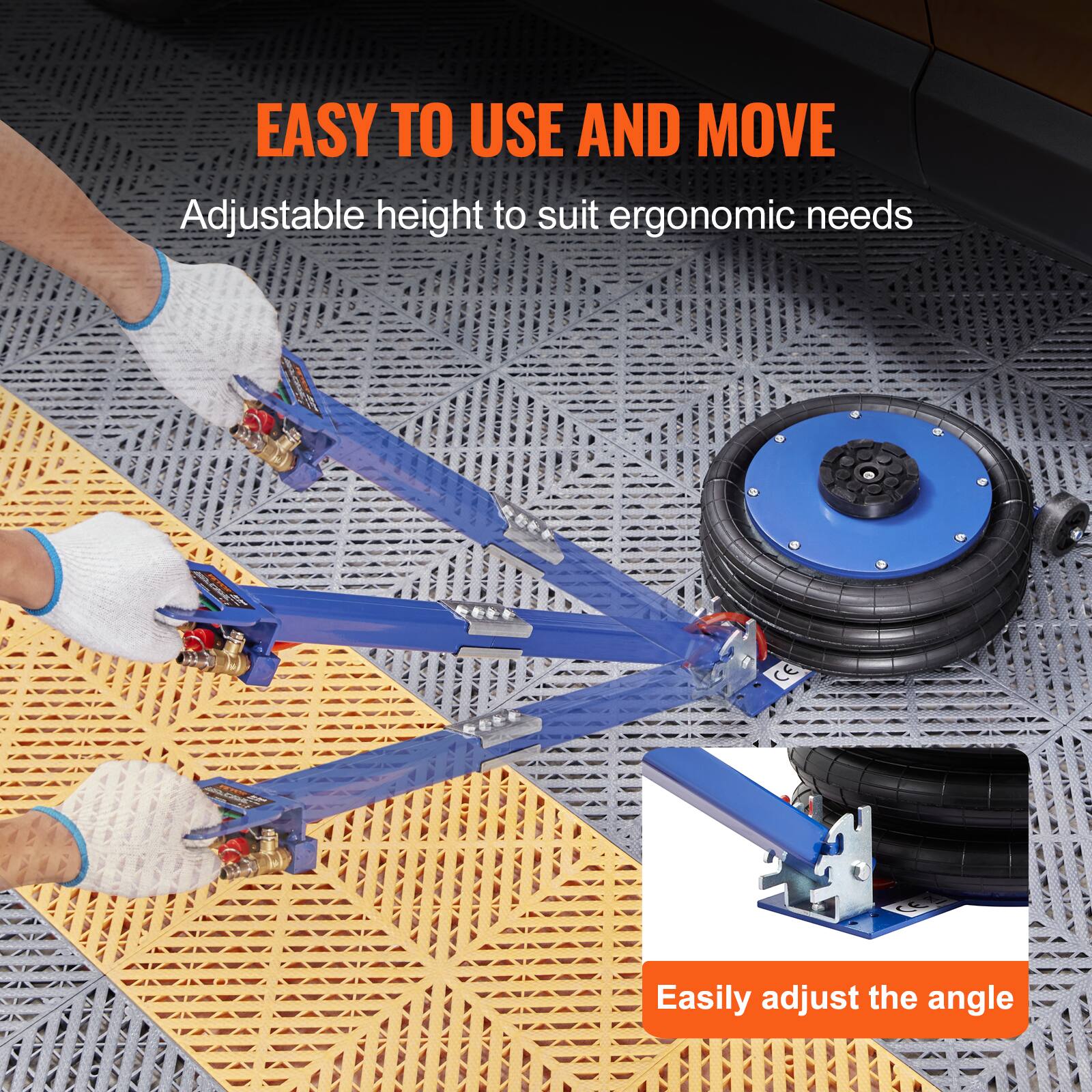 EASY TO USE AND MOVE  
Adjustable height to suit ergonomic needs  
Easily adjust the angle